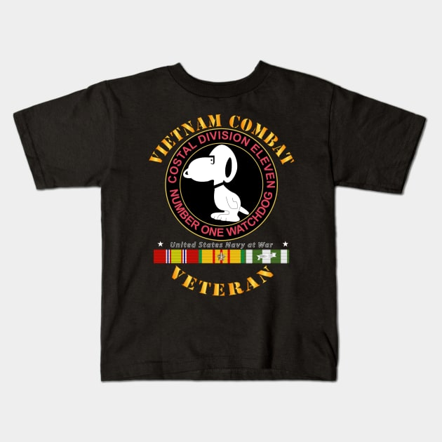 Vietnam Cbt Vet - Coastal Div 11 - Number 1 Watchdog Blk w SVC Kids T-Shirt by twix123844